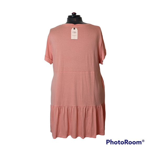 Beayou Peach Knit Loose Fit Casual T-shirt Dress with Pockets Size 2XL NWT - Picture 2 of 4